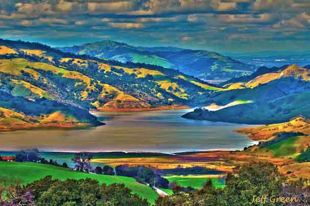 View of the Calaveras Reservoir from our farm